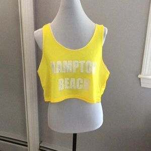 Hampton Beach Yellow Mesh Crop Tank Top
